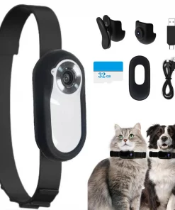 HD 1080P Wireless Collar Camera No WiFi Required Dog Cat Pet Collar Camera with Video Record Mini Body Camera for Indoor/Outdoor 1